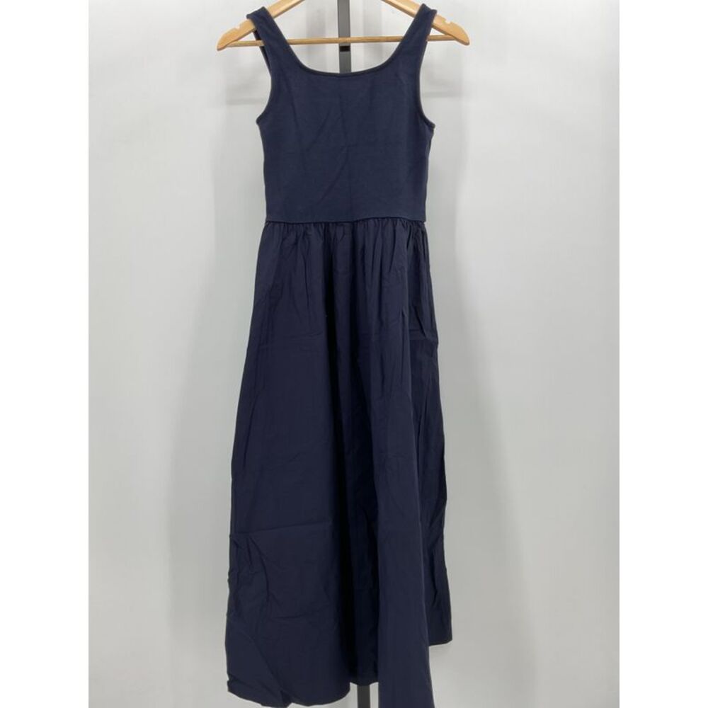 Quince Women's Tencel Cotton Mixed Media Tank Dress Blue M